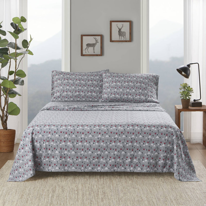 Sheet Set Grey Ski Jump, Queen Sheet Set, Gray Polka Dots