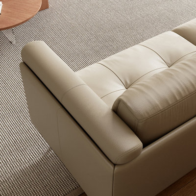 Creamy white Genuine Leather Standard Sofa