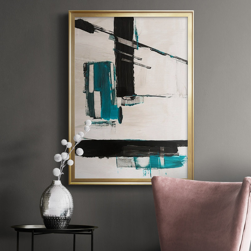 «Geometric Notes II», reproduction encadrée de qualité supérieure - prête à être accrochée, Or