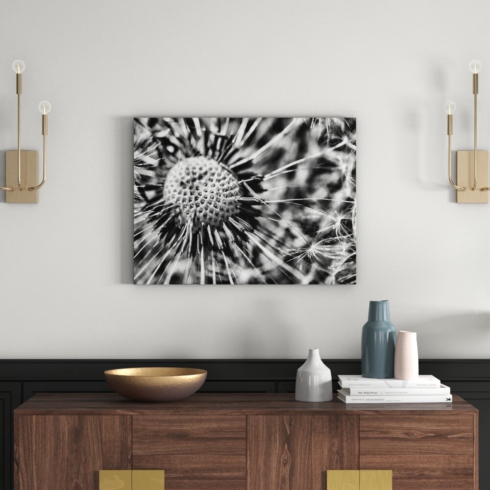 Nahaufnahme einer Pusteblume in Monochrom Wandkunst auf Leinwand