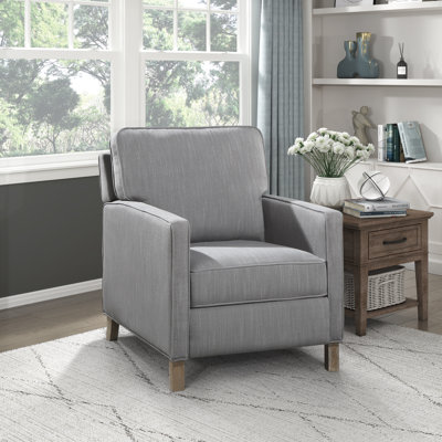 Abuzar 29.5" Traditional Textured Fabric Push Back Recliner with Exposed Wood Feet, Compact Design & High-Density Foam
