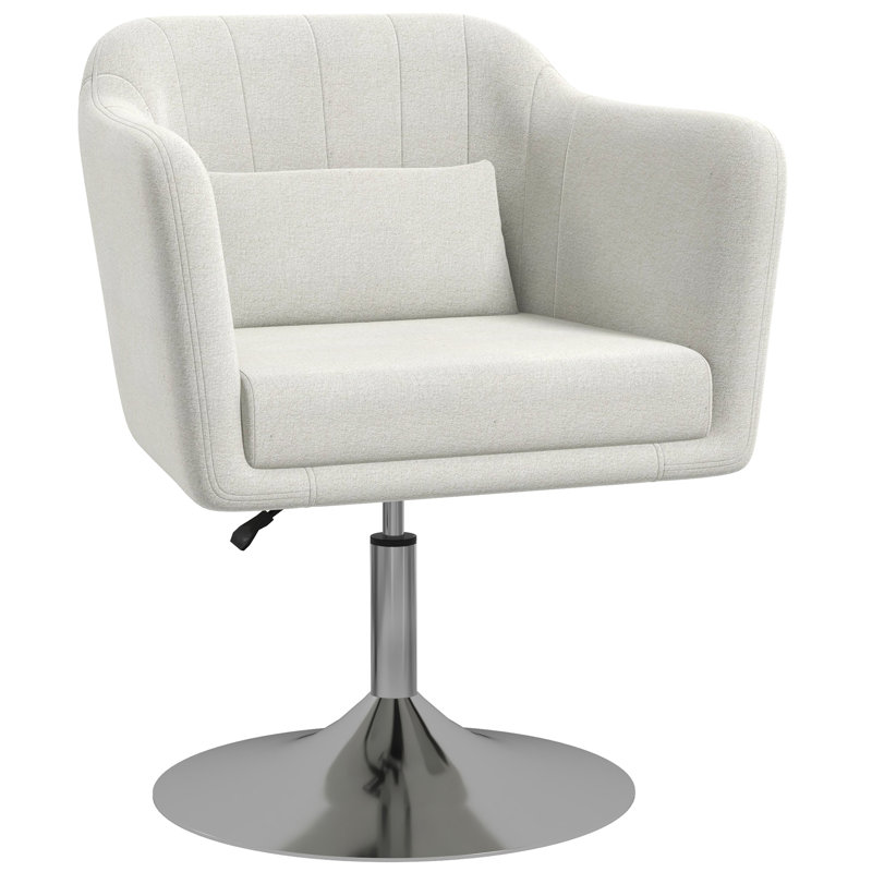 Upholstered Accent Chair, Cream White Fabric