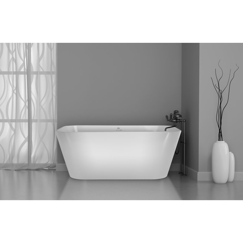 Summerlin 57'' L Freestanding Air Bathtub, Glossy White, White
