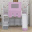 Lit mezzanine peu encombrant avec structure en forme de maison et tente-824370819