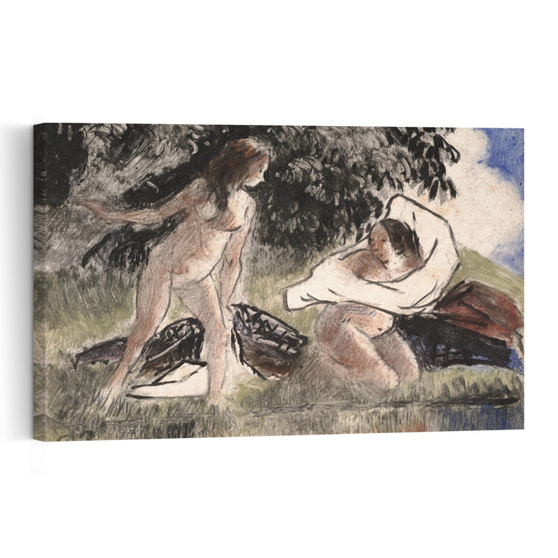 " Bathers, 1895-96 Abstract Contemporary Wall Art Print " by Camille Pissarro, H 32 po x l 48 po