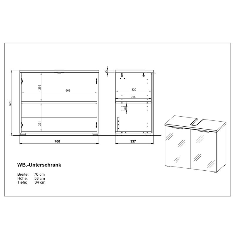 Esquivel 70cm Single Bathroom Vanity Base Only, White