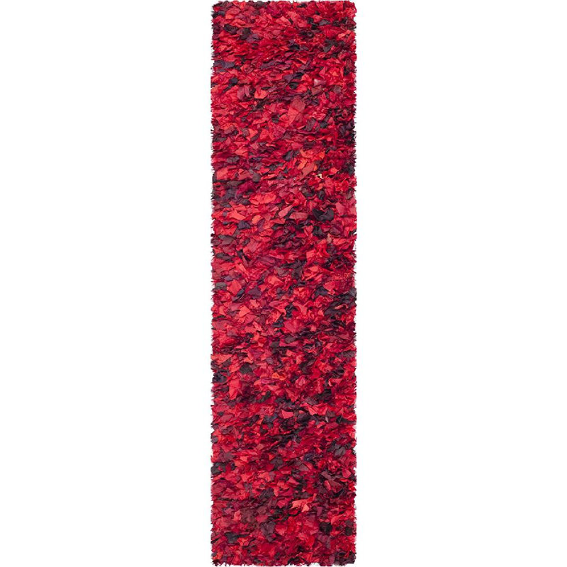 Godsey Handmade Shag Red Area Rug, Rectangle 2'6" x 4'