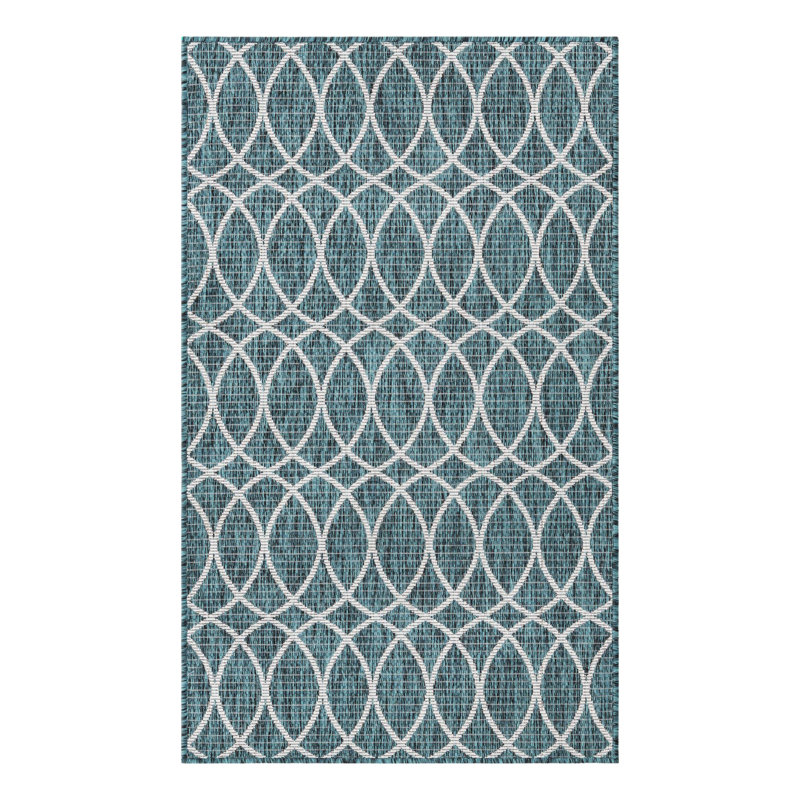 Tapis treillis intérieur / extérieur Teal Gitter, Rectangle 3 pi x 5 pi 3 po