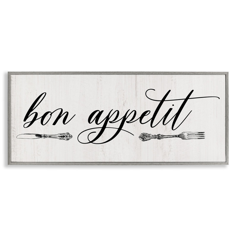 Couverts Bon Appetit, estampe numérique encadrée par Carol Robinson, H 13 po x l 30 po x P 1,5 po