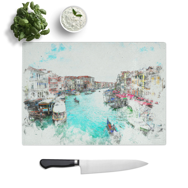 Tempered Glass Gondolas in Venice Italy Chopping Board, 28.5 cm x 39 cm