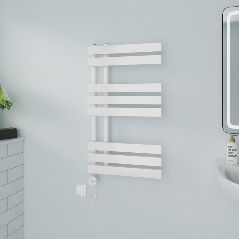 Cashtin Designer Towel Rail Heated Towel Rails, 80cm H x 45cm W x 7.35cm D, White