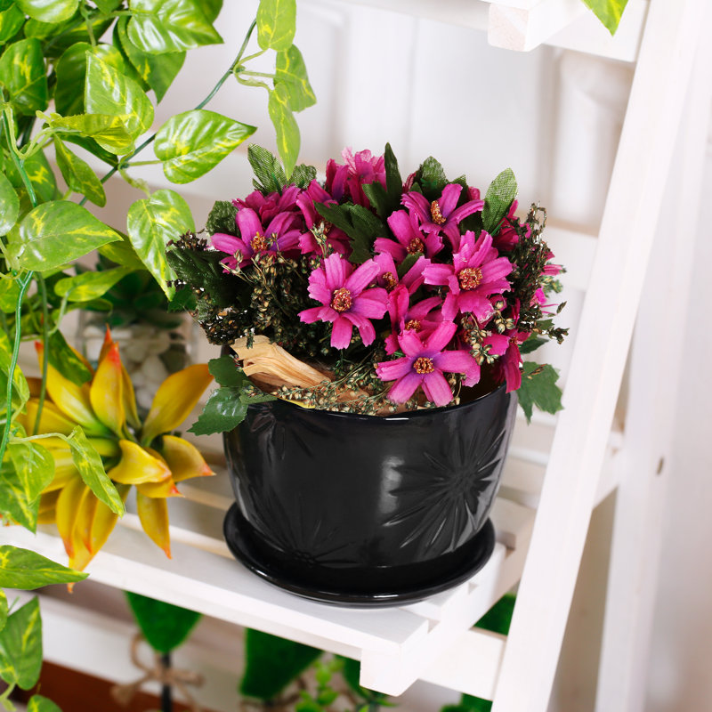 Pot Planter, Black, 10.9cm H x 13.2cm W x 13.2cm D, 2