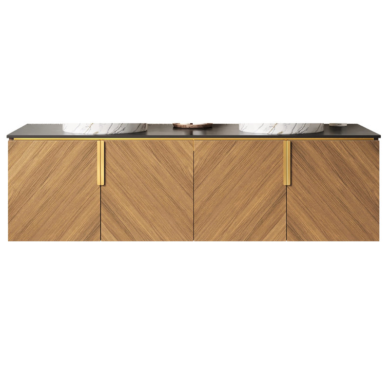 Conception de l'armoire diagonale 60 po noir et blanc texturée en chêne brun, norme de qualité de fabrication en contreplaqué, capacité de résistance à l'eau, grands compartiments de rangement, fermeture en douceur