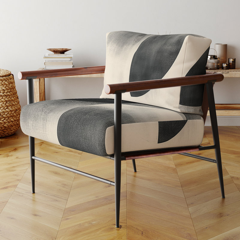 Chaise d'appoint Abstract Shapes, Brown Round Arms