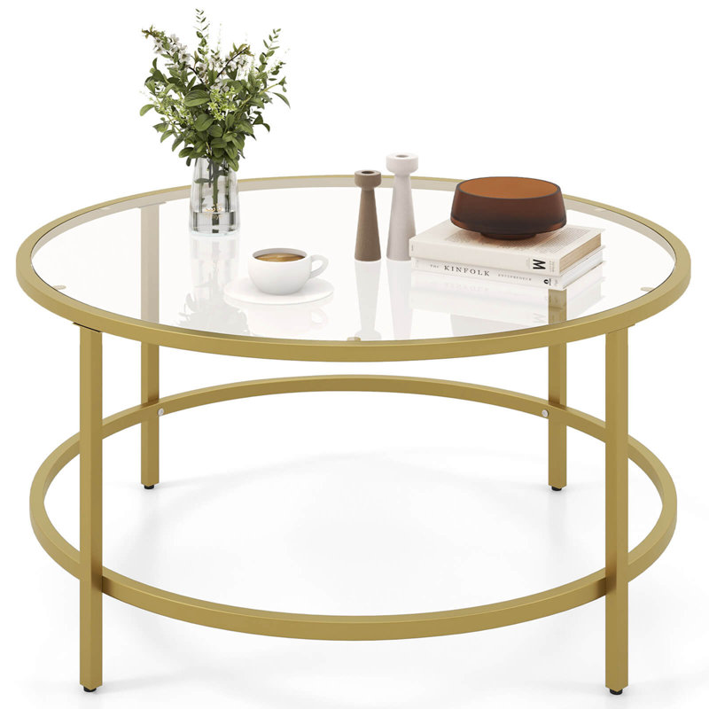 Glass Top Coffee Table, Golden