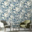 Luxurious Blue Metallic Marble Effect Wallpaper