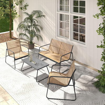 4-piece Mesh Sling Conversation Set For Patio