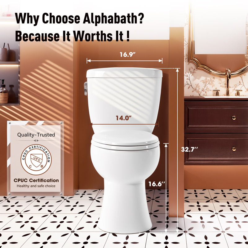Elongated One-Piece Toilet, 17.3" ADA Comfort Height with Powerful Siphonic Flush, Nano Self-Cleaning Glaze, Soft-Close Slim Lid, Easy Installation, CUPC & MAP1000g Certified, 12" Rough-In