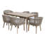 Ensemble de salle à manger d'extérieur Bowery 7 pièces en bois d'acacia pour 6 personnes avec coussins – Table rectangulaire, chaises tressées et trou pour parasol – Beige-635760961
