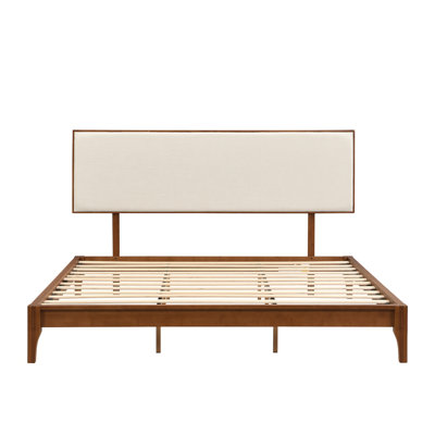 Lit plateforme moderne en bois de bambou sec de 12 po avec tête de lit tapissier réglable
