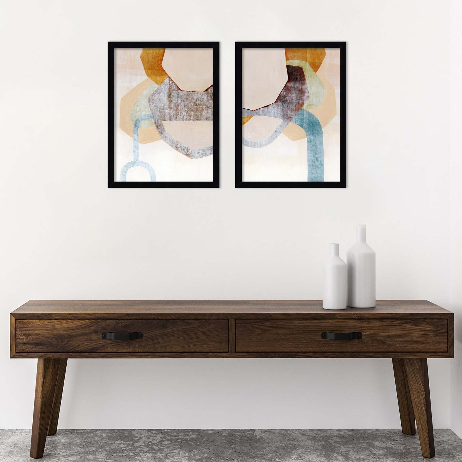 Desert Rockfalls 2-Piece Print Set, Black, 18" H x 30" W
