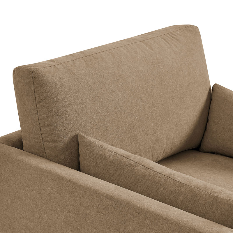 Fauteuil Wellfleet en mélange de lin et amande, Amande