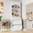 83.7" Tall Kitchen Pantry Cabinet with Faux Marble Top & 5 Drawers