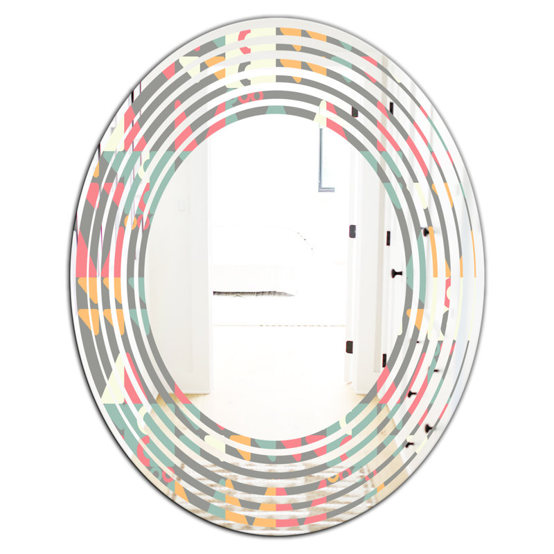 Coastal Frameless Wall Mirror, 31.5" H x 23.7" W, Wave Abstract Design V