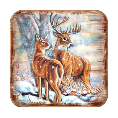 Wood Square 4 Piece Coaster Set