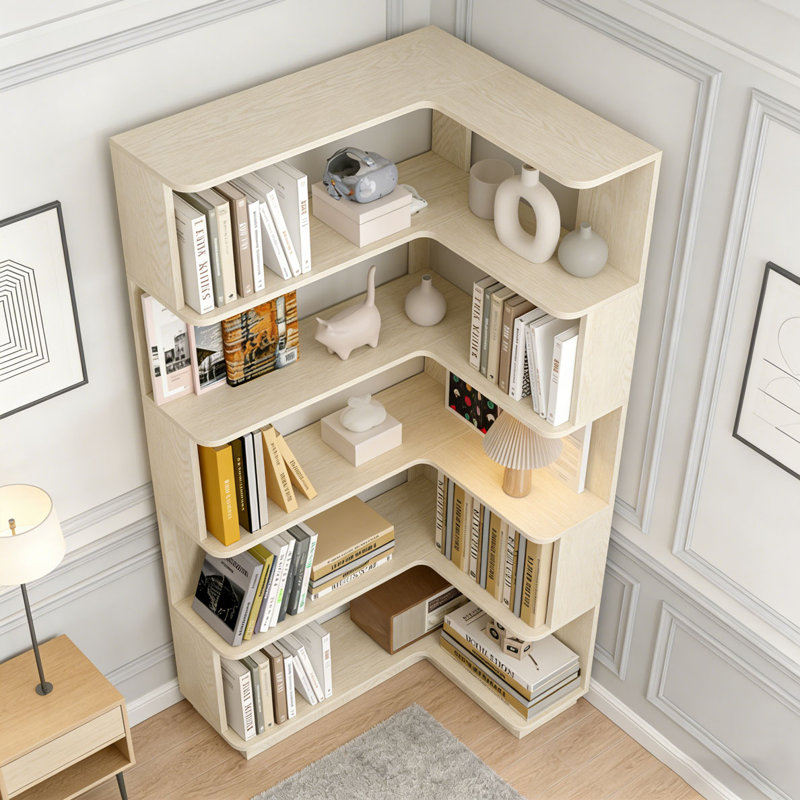 Freestanding Corner Bookshelf, White