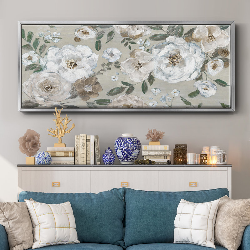 Jardin de roses - toile encadrée, H 20 po x l 50 po