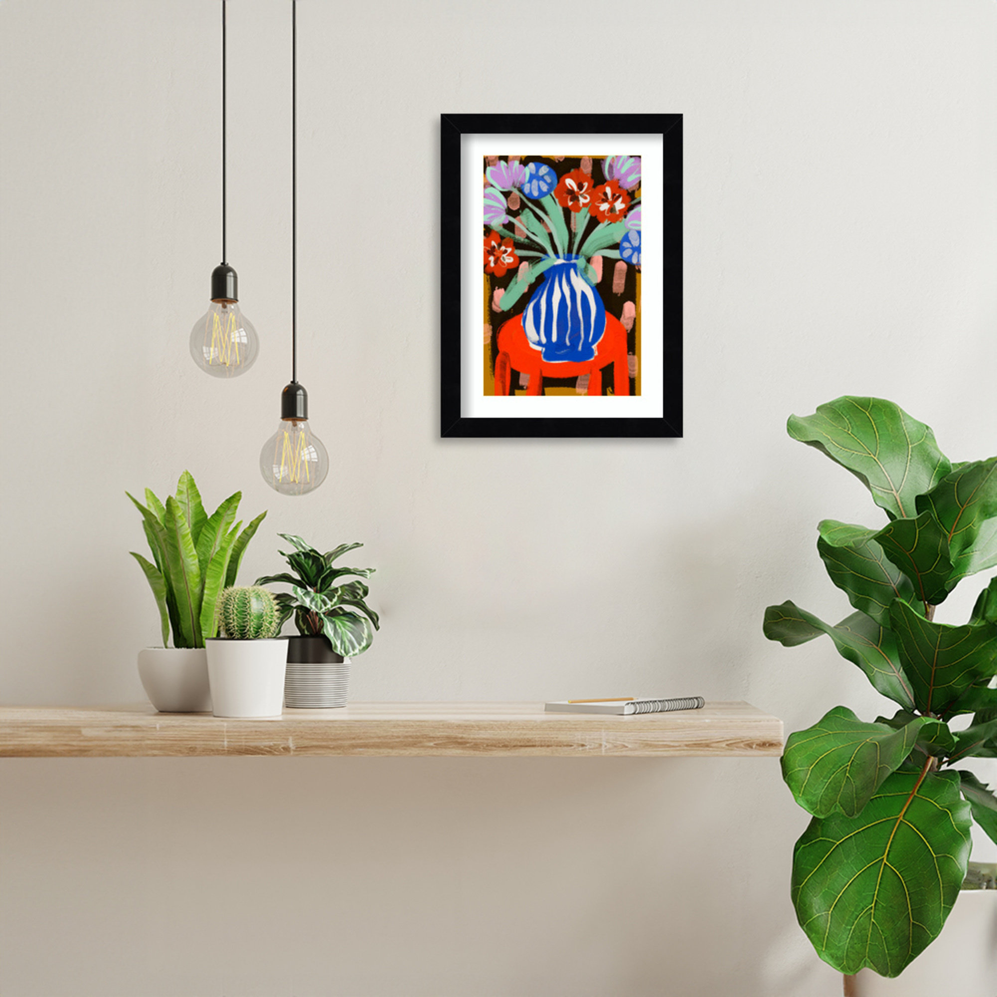 Floral Still Life No 2 by Treechild Wood Framed Wall Art Print, Black, 13" H x 10" W