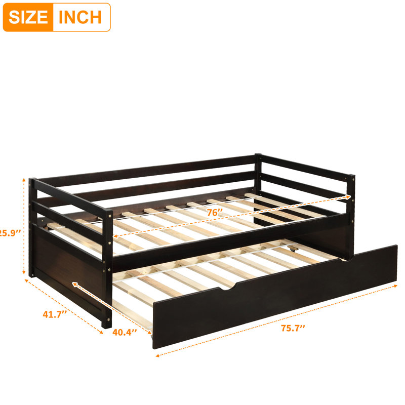Lit de jour simple avec lit gigogne - Bois massif pour le décor de la chambre à coucher