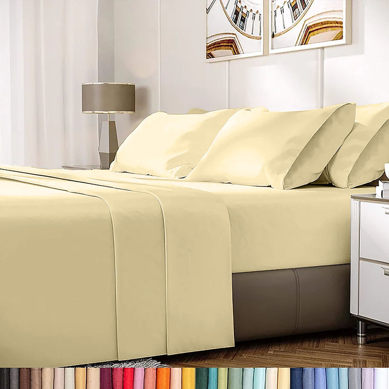 Ensemble de draps en rayonne de bambou 6 pièces , Ensemble de draps pour taille de lit très grand a, Beurre
