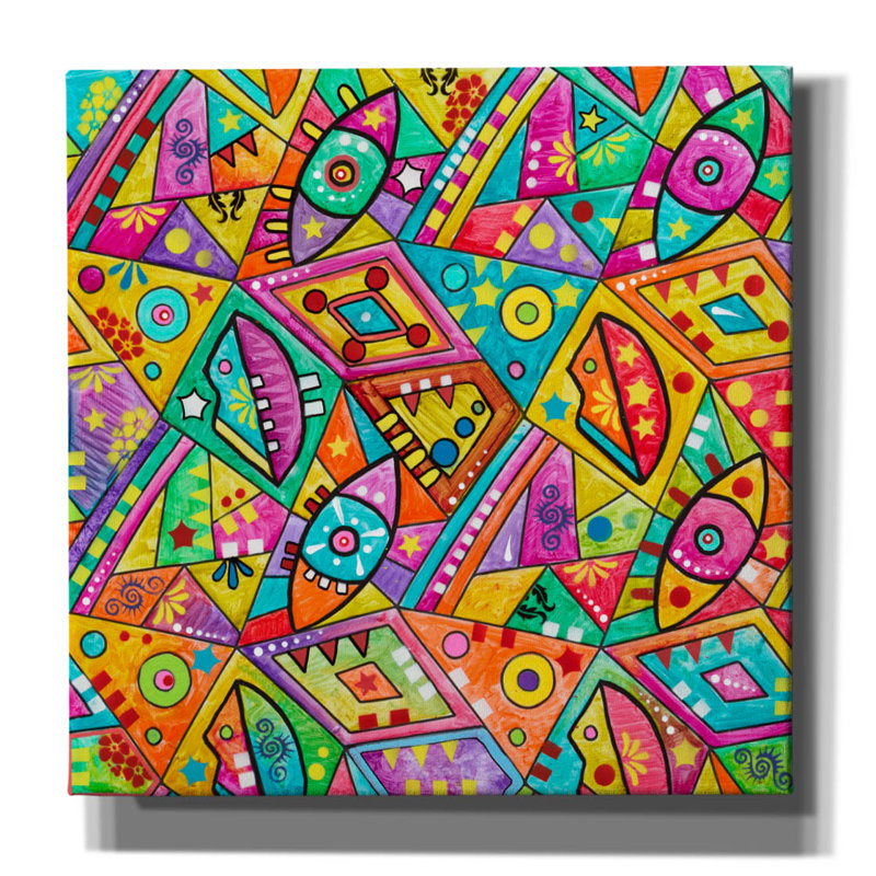 «Geometric Eyes And Lips» par Dean Russo, H 37 po x l 37 po x P 1,5 po