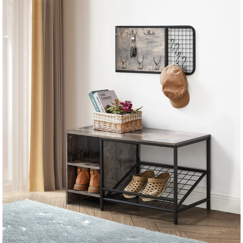 4 Pair Solid Wood Shoe Rack, Gray