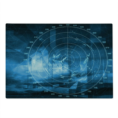 Ambesonne Blue Cutting Board Large Size Digital Futuristic Ship Blue