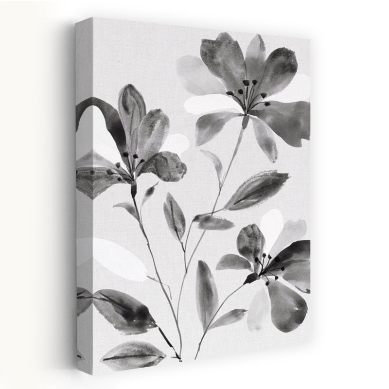 Art floral contemporain abstrait à branches discrètes II, H 36 po x l 24 po