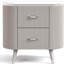 Table de chevet 1pc gris clair, style contemporain avec plateau en pierre, poignées chromées et détails argentés
