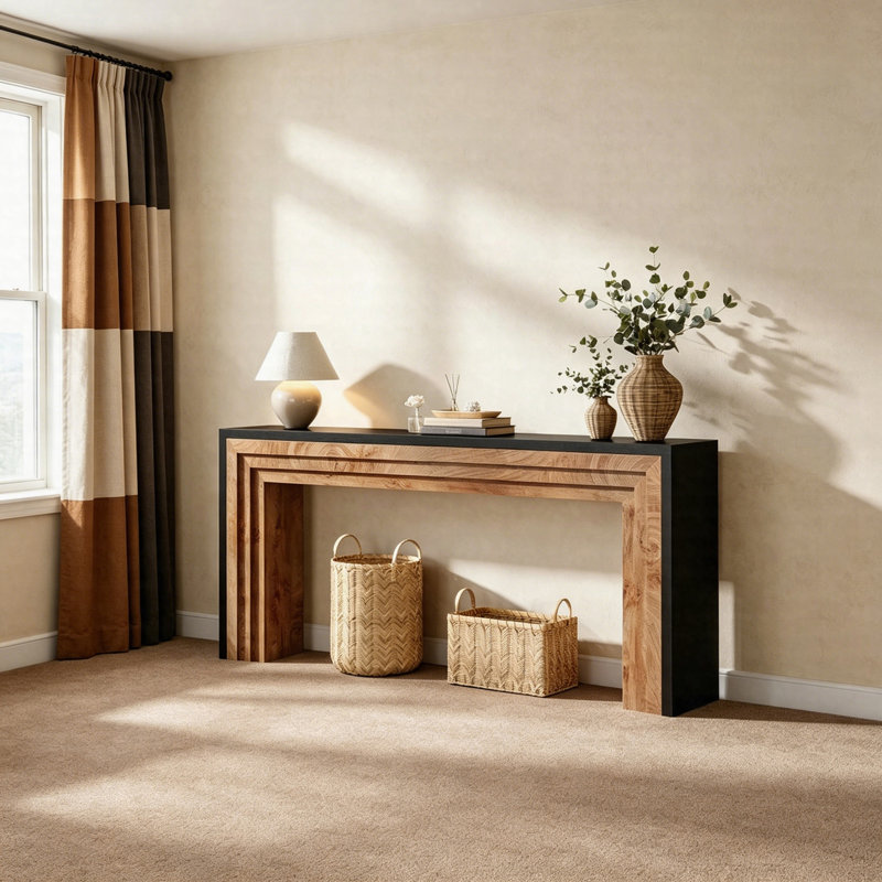 Console 70,9 po Farmhouse, Noir, Brun