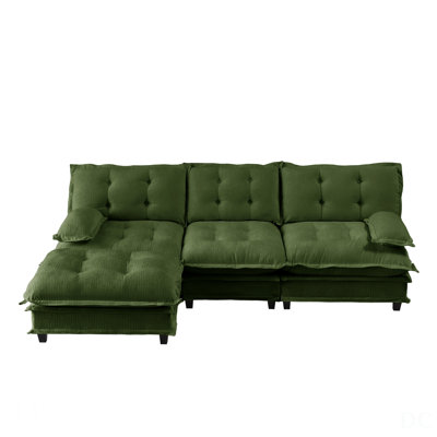 107 Inch L Shaped Modular Sectional Sofa With Ottoman, 3-Seat Chenille Deep Seat For Ultimate Comfort And Style