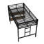 Lit mezzanine simple de conception minimaliste avec tablette de rangement et garde-corps pour enfants, noir
