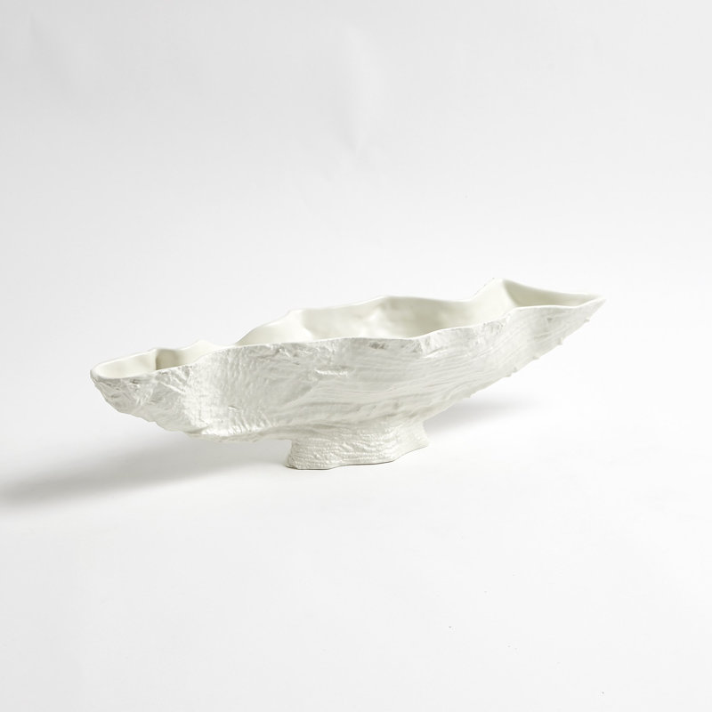 Matte White Ceramic Serpentine Lime Bowl