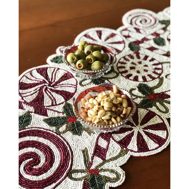 Ismail Candy Cane Beaded Table Runner