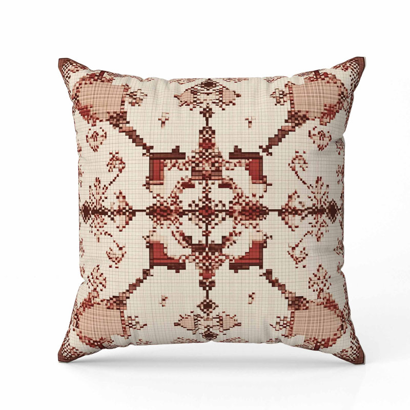 Oreiller en faux suède Grossomed Blossom, Beige, Carré 16 po
