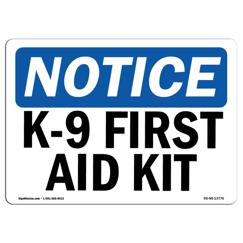 Enseigne de trousse de premiers soins K-9