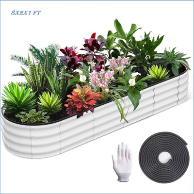 Raised Garden Bed,Galvanized Raised Bed,Garden Boxes Outdoor,Open-Ended Base Galvanized Planter,Planter Raised Boxes,Metal Garden Box for Vegetables, Flowers,Rubber Edge