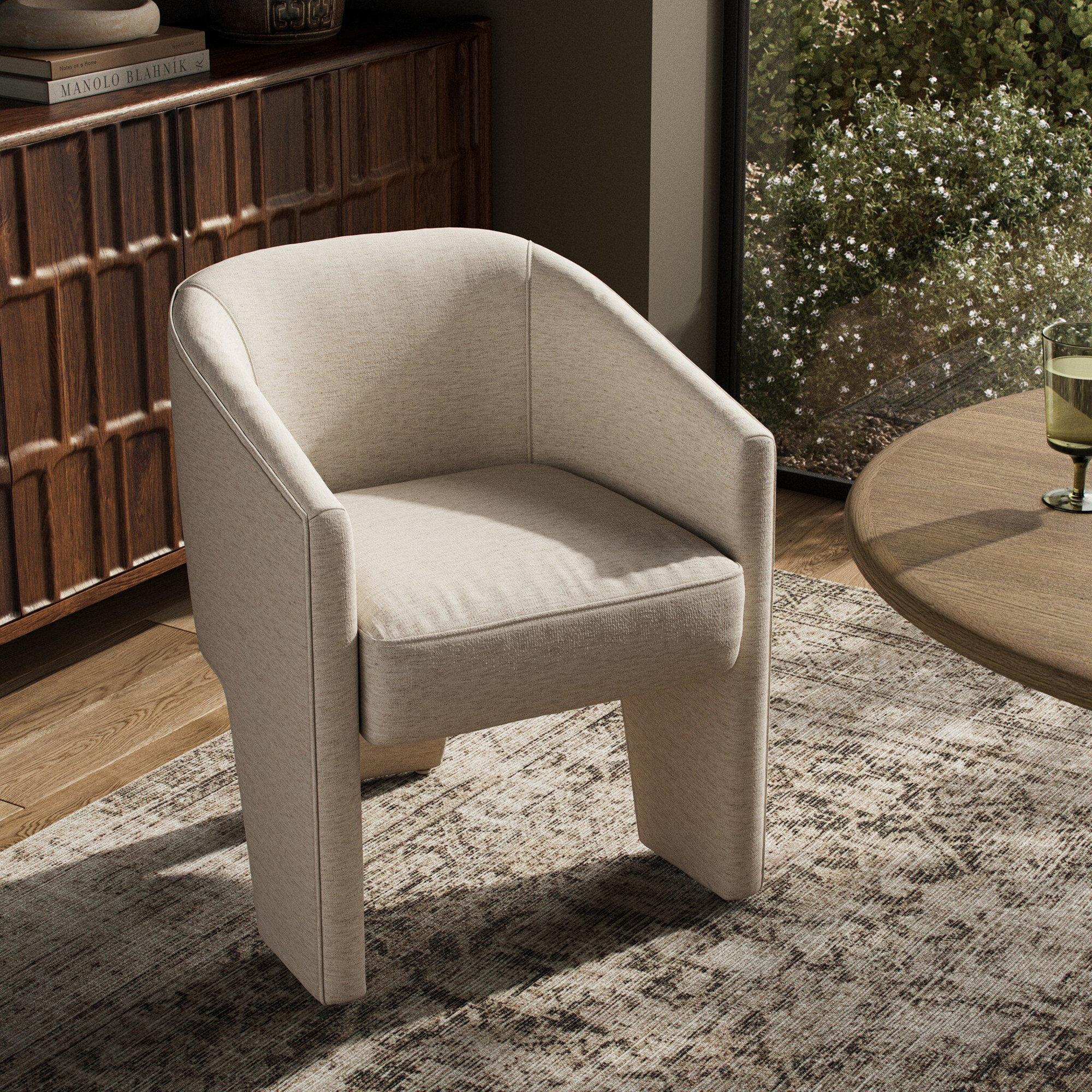 Tillison Upholstered Arm Chair, Crypton Nomad Snow