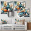 «Ezariyah Blue and Orange Artisanal Boho Pottery I», impression sur métal-2058533916