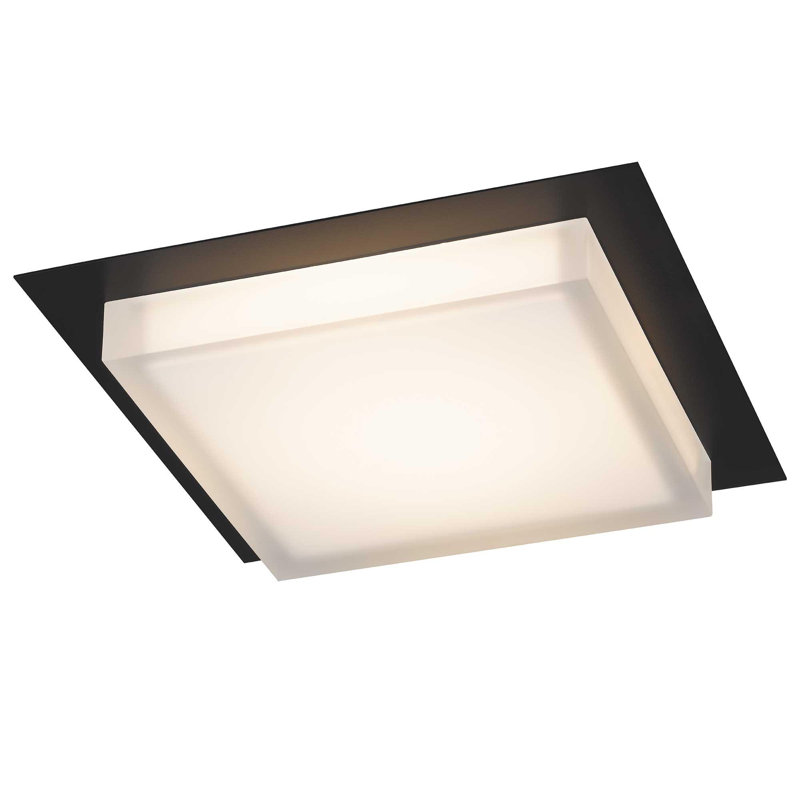 Plafonnier encastré carré à DEL intégré, 20 V, H 2,75 po x l 14 po x P 14 po, Noir